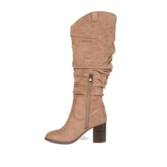 🆕 JOURNEE COLLECTION ANEIL KNEE-HIGH BOOTS IN FAUX SUEDE Taupe Suede Size 7 - Picture 3 of 13